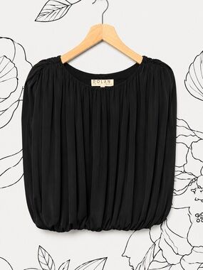 dolan Black Pleated Balloon Drape Tank Blouse (266)